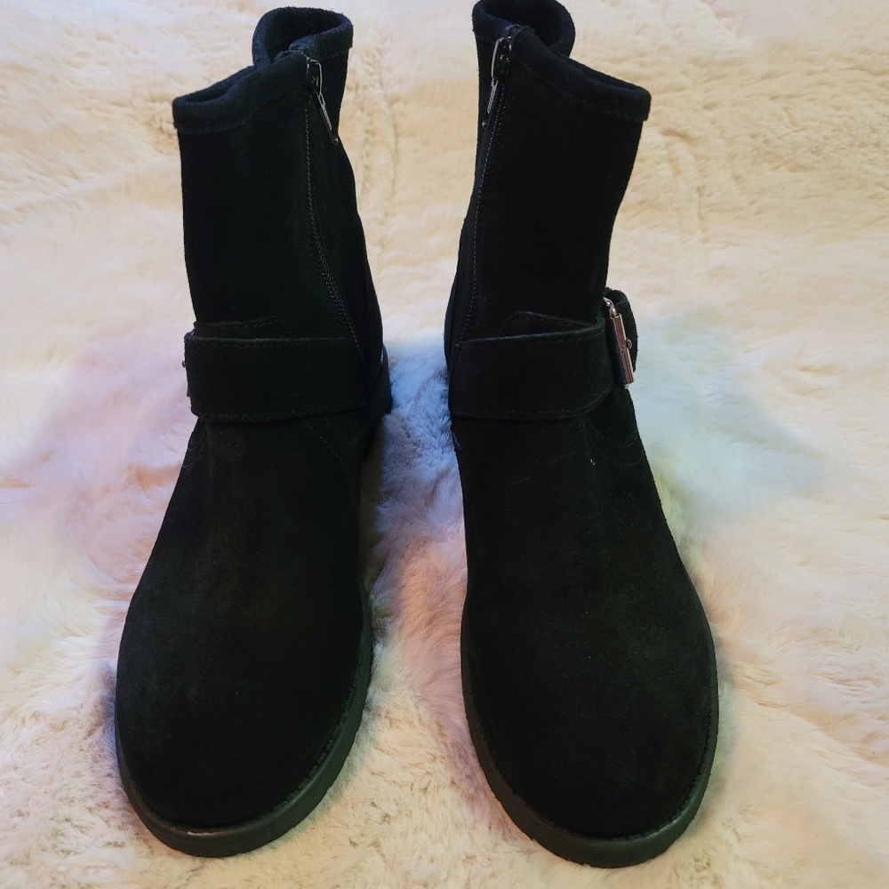 Steve madden alick black leather suede motorcycle boots sz 7 - Picture 6 of 9